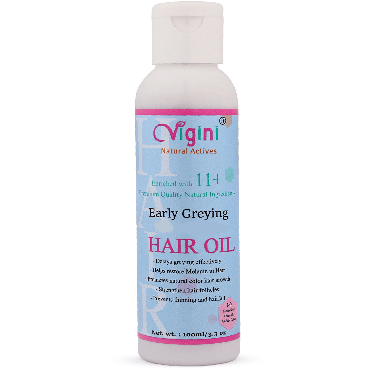 Early Greying Prevention Hair Oil 100ml and Hair Skin Nail (Biotin 10000Mg.) 30Caps
