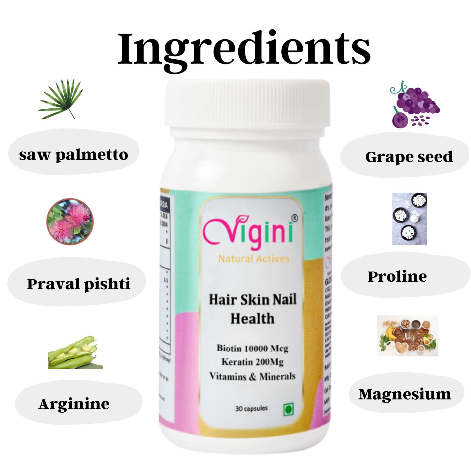 Redensyl Hair Growth Vitalizer Serum 30ml and Hair Skin Nail (Biotin 10000mcg) 30caps