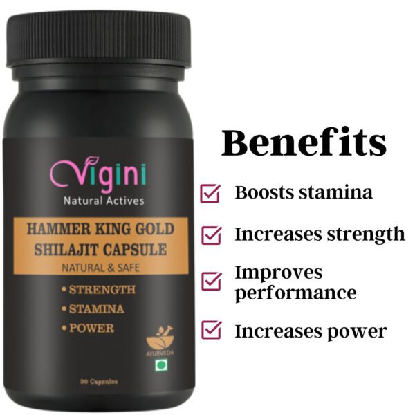 Vigini Hammer King Massage Gel for Men 50g | Shilajit Gold Ayurvedic Capsule 30Caps