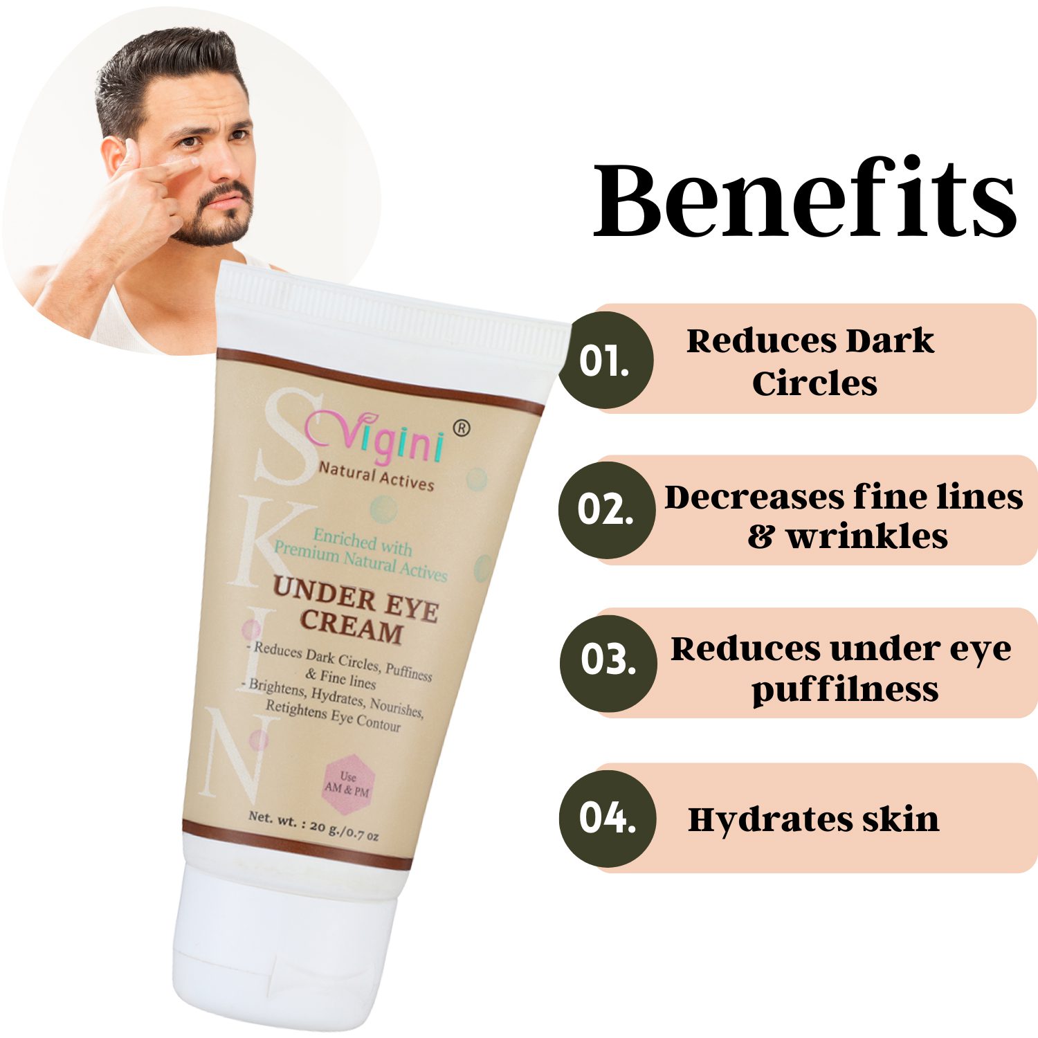 Skin Whitening Brightening Body Polishing 100g and Under Eye Cream 20g