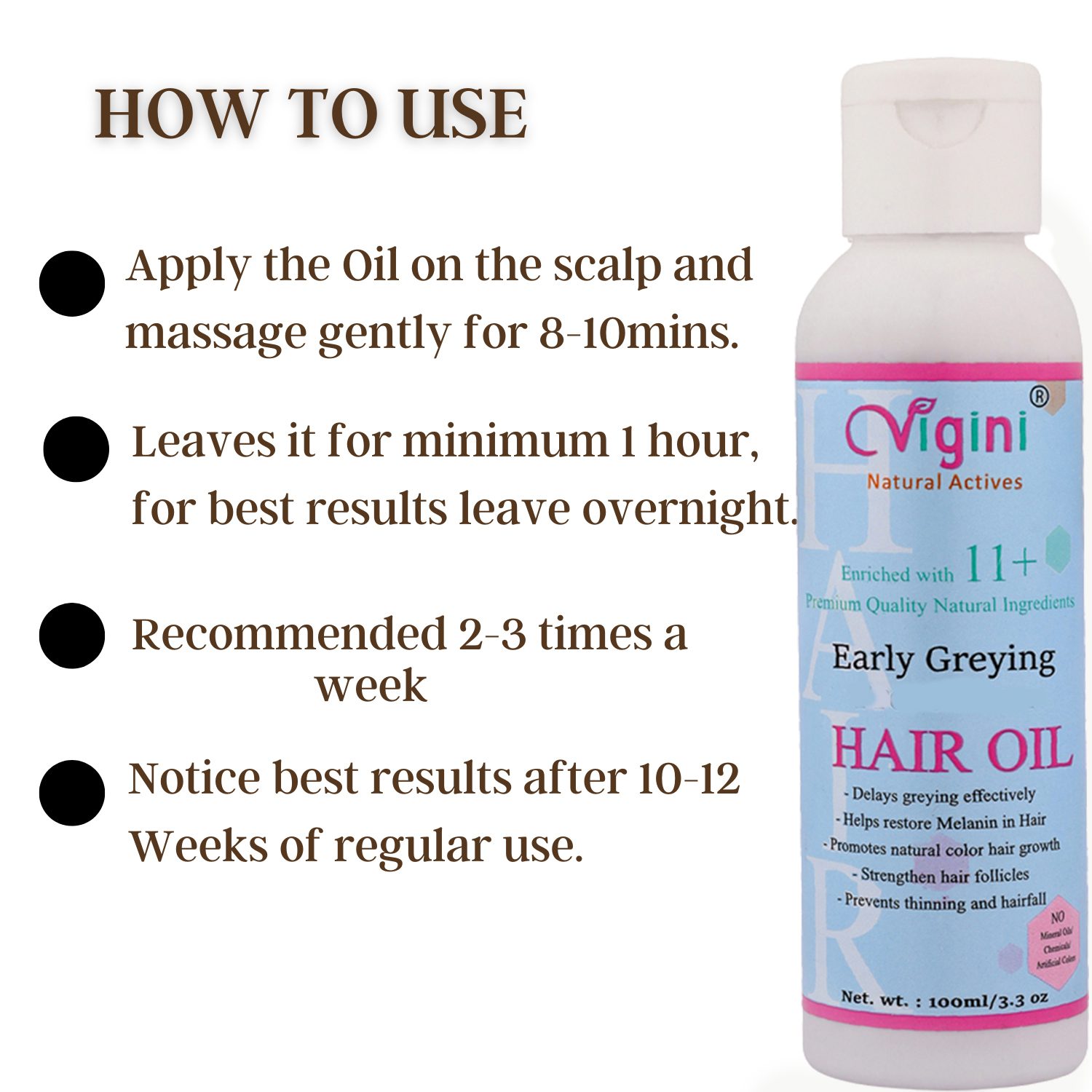 Early Greying Prevention Hair Oil 100ml and Hair Skin Nail (Biotin 10000Mg.) 30Caps