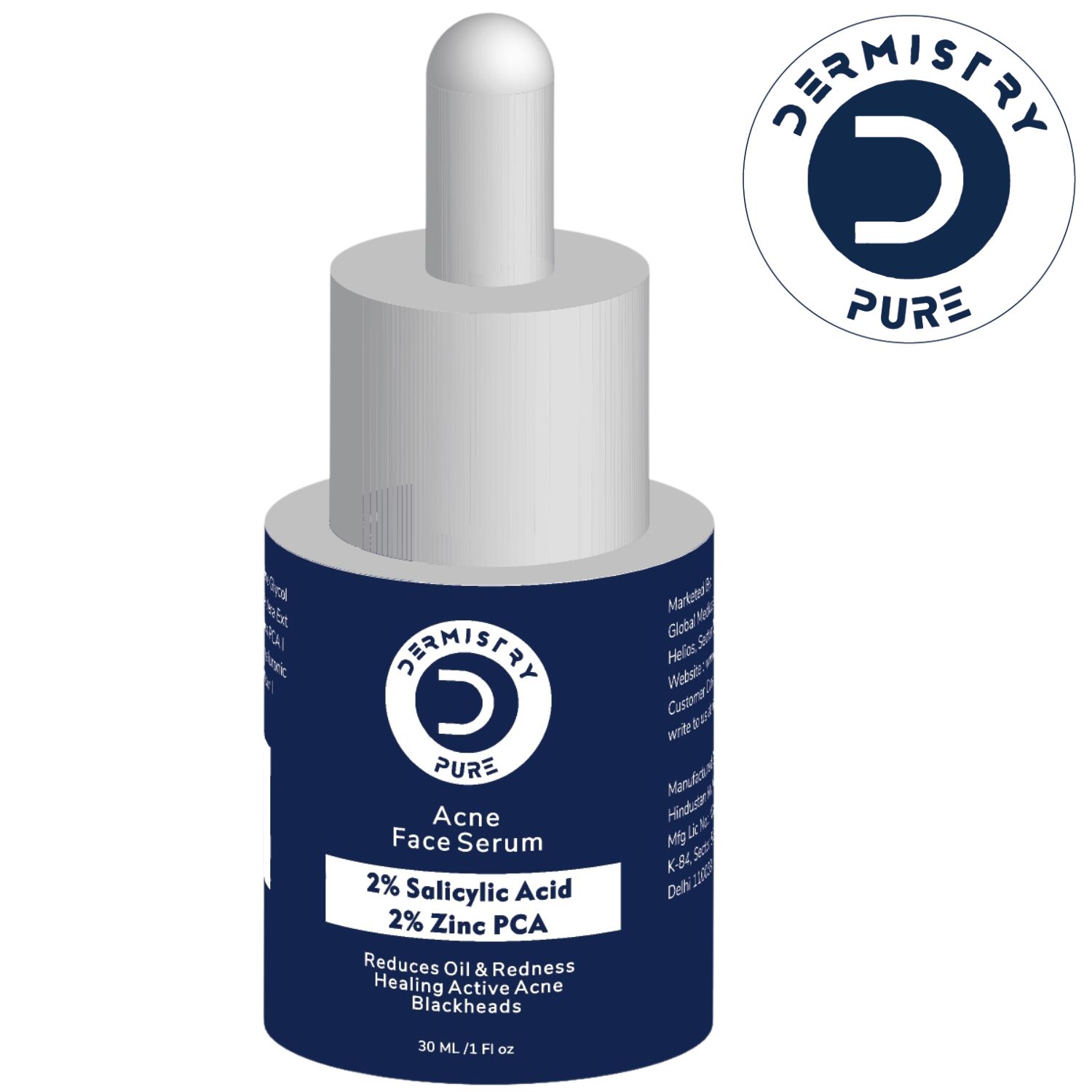 Dermistry 2% Salicylic Acid 2% Zinc Face Serum For Oily Acne Prone Skin Blackhead & Whiteheads Scars