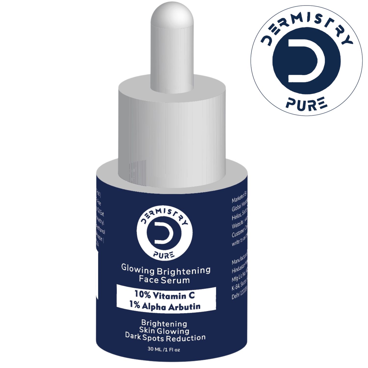 Dermistry 10% Vitamin C 1% Alpha Arbutin Dull Skin Brightening Lightening Fairness Glow Face Serum