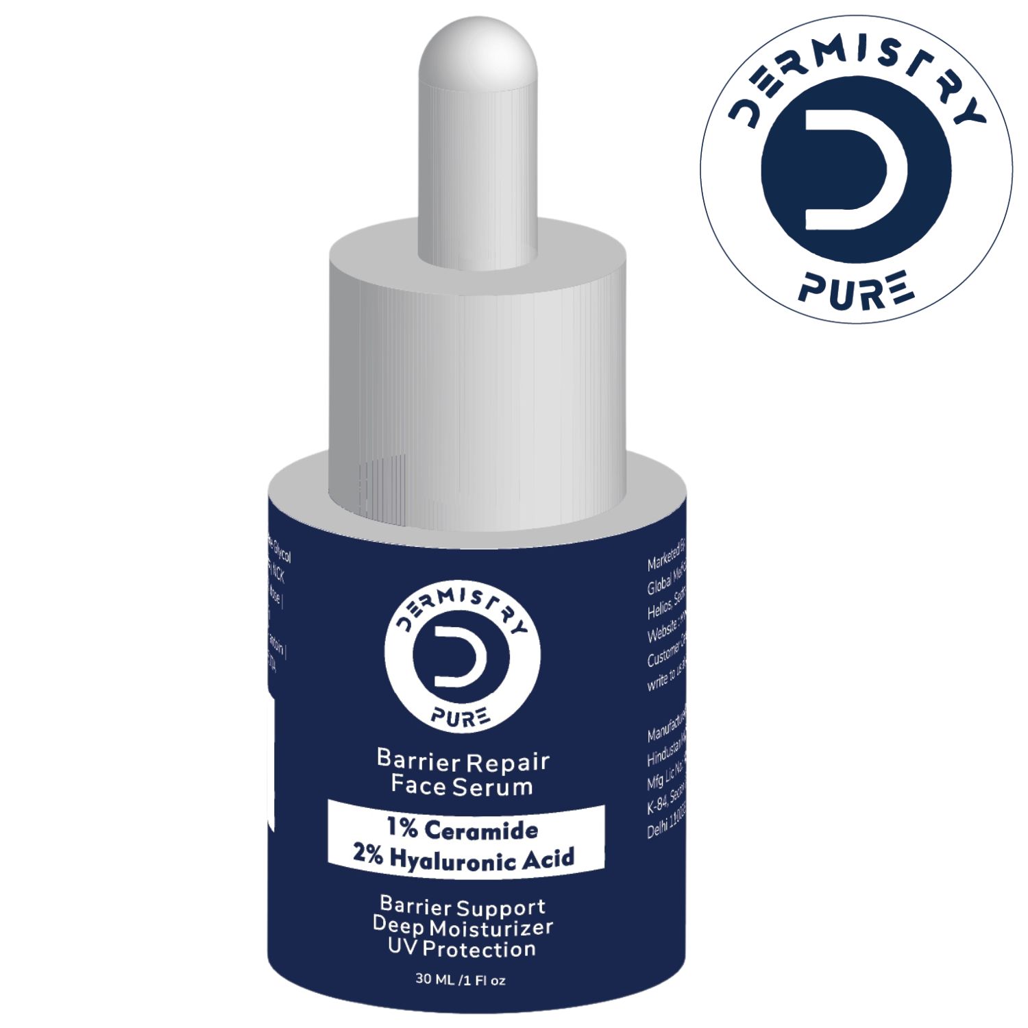 Dermistry 1% Ceramide 2% Hyaluronic Acid Sensitive Dry Skin Barrier Repair Moisturiser Face Serum